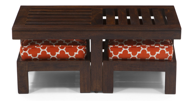 Caffino Coffee Table Set(Walnut&Morocco Lattice Rust)